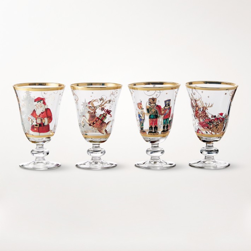 Twas the Night Before Christmas Goblets Mixed, Set of 4 glassware William Sonoma